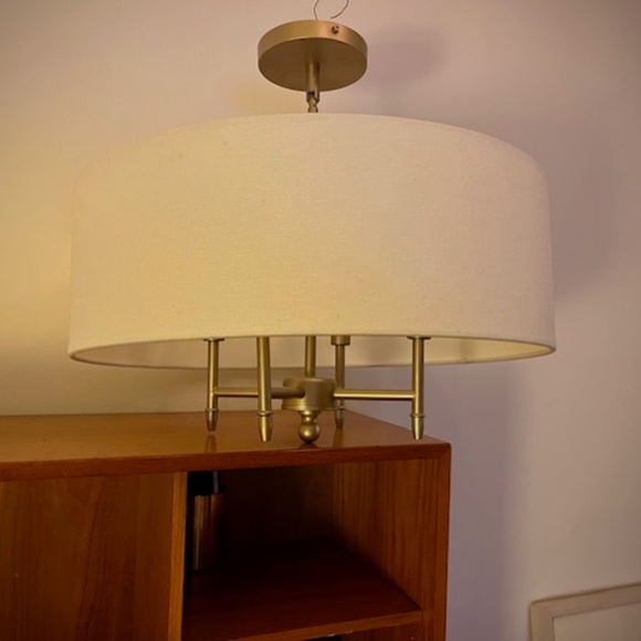 Elegant Hampton Hill Transitional Drum Shade and Matte Gold Chandelier - Picture 2 of 4